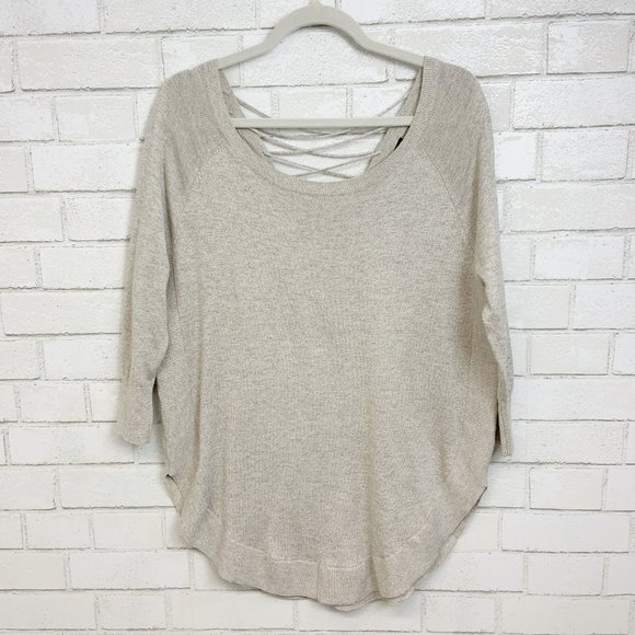Express Sweaters - Express Laced Back Cozy Cream Knit Sweater Sz M